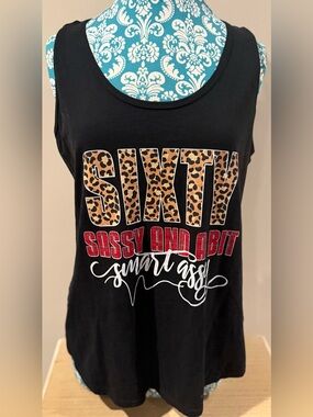 SIXTY SASSY $ a LITTLE SMART ASSY Leopard & Red Graphic Tank Top - Black